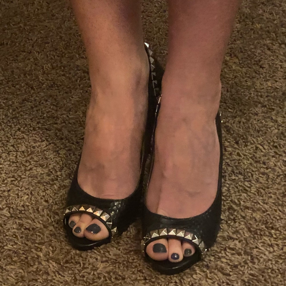 Michael Kors black heels with silver studs